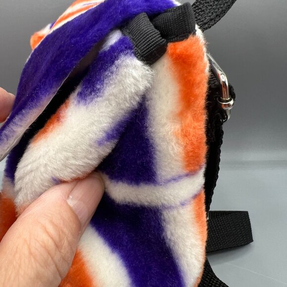 Union Jack Plush Backpack Zipper Pocket Small Pom Pom Key Ring Adjustable - Picture 16 of 16